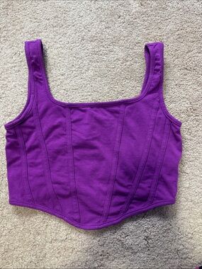 SHEIN Purple Square-Neck Corset-Style Crop Top